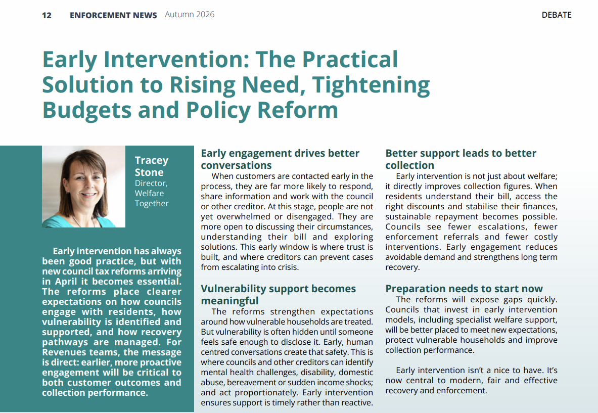 Enforcement News Autumn 2026: Early Intervention – The Practical Solution to Rising Need, Tightening Budgets and Policy Reform